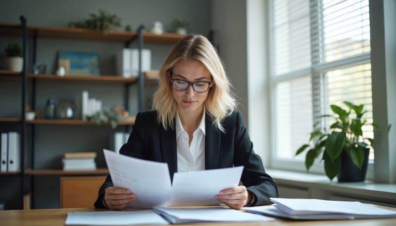 Legal documents being carefully reviewed, representing the thorough handling of divorce paperwork
